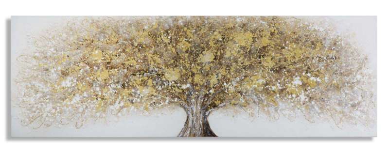 Tablou handmade Tree, 60x180x3,8 cm, lemn de pin/ canvas, multicolor