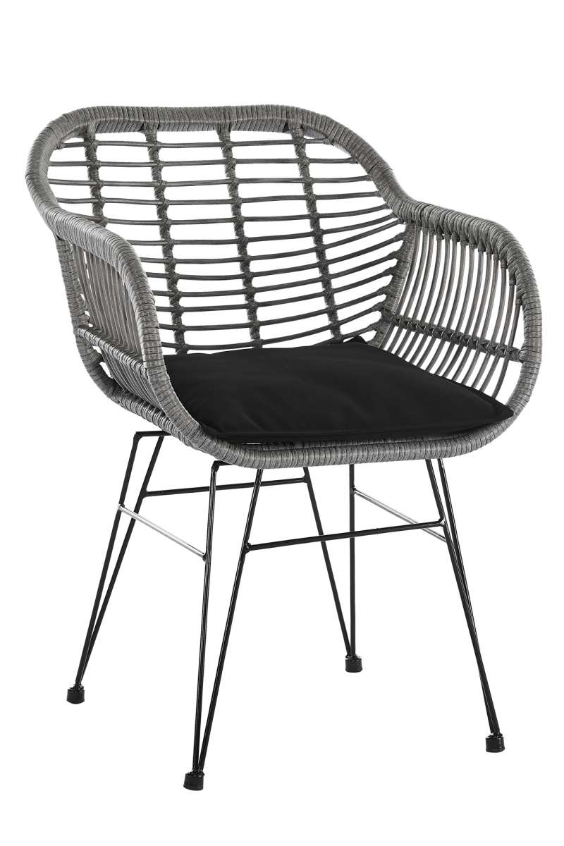Set de 2 scaune de terasă Cadiz plastic/metal, gri title=Set de 2 scaune de terasă Cadiz plastic/metal, gri
