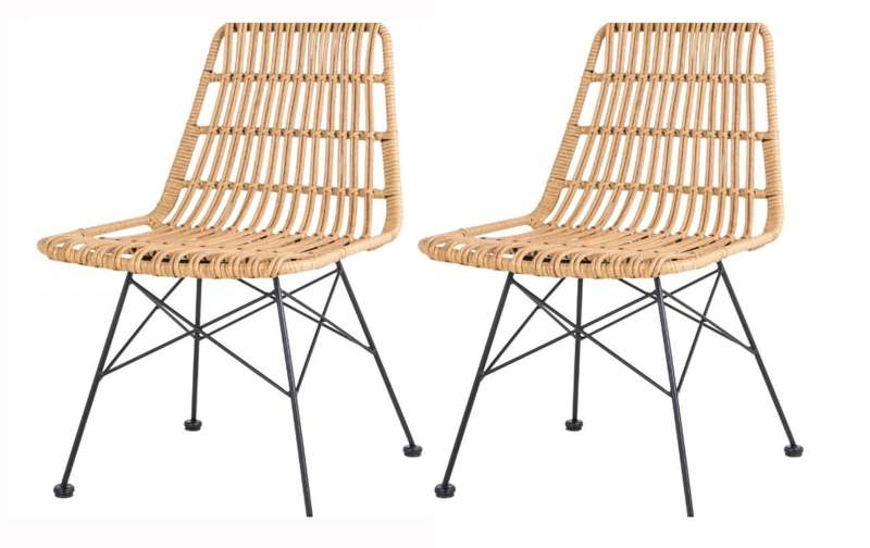 Set de 2 scaune de terasă Malaya plastic/metal, bej title=Set de 2 scaune de terasă Malaya plastic/metal, bej